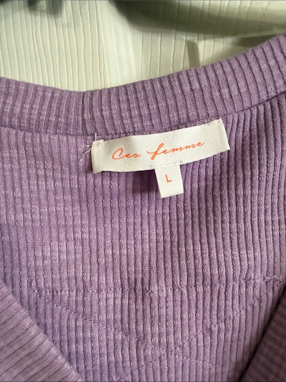Ces Femme Lavender Ribbed Button-Front Tank - Picture 2 of 5